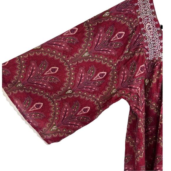 Rachel Zoe Boho Embroidered Neckline Peasant Blouse Cotton oversized - Picture 3 of 10